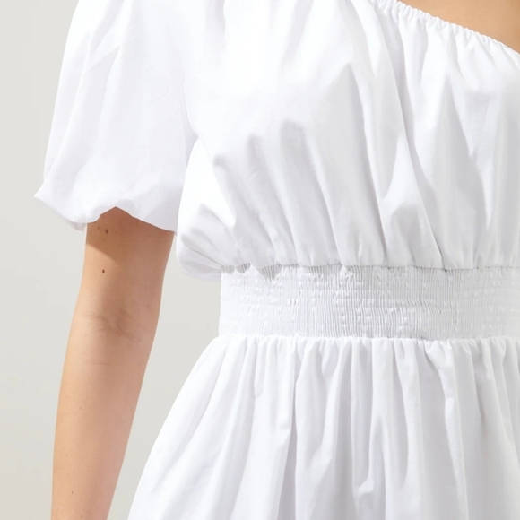 Sugarlips Bridgette One Shoulder Balloon Sleeve Poplin Midi Dress Size Small - Picture 4 of 12